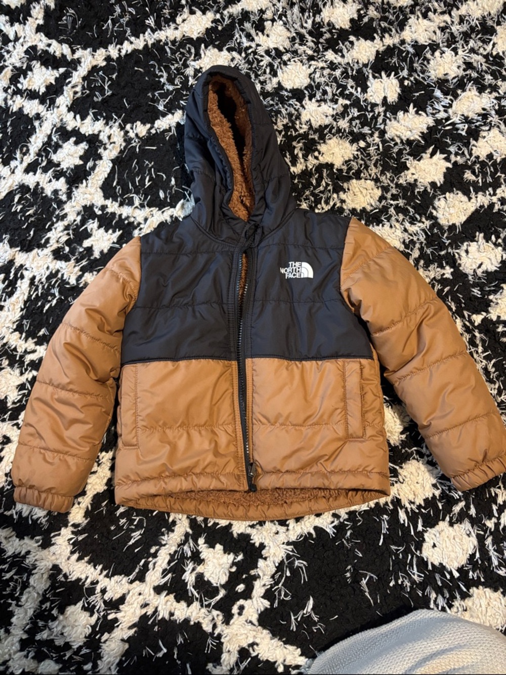 The North Face Black & Brown Insulated Hooded Puffer Jacket